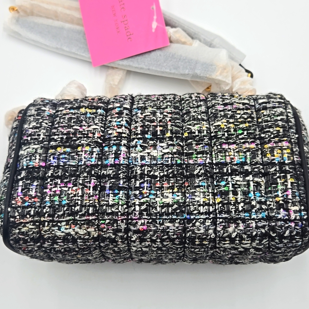 #120 - NWT - Kate Spade New York Evelyn Sequin Tweed Small Shoulder Crossbody - Picture 12 of 16